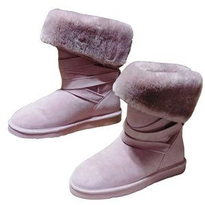 Lam women Soft Pink Furry Winter Boots Size 8